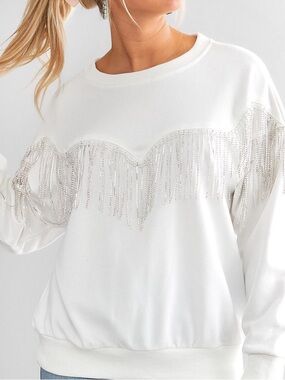 Rhinestone Fringe Crewneck